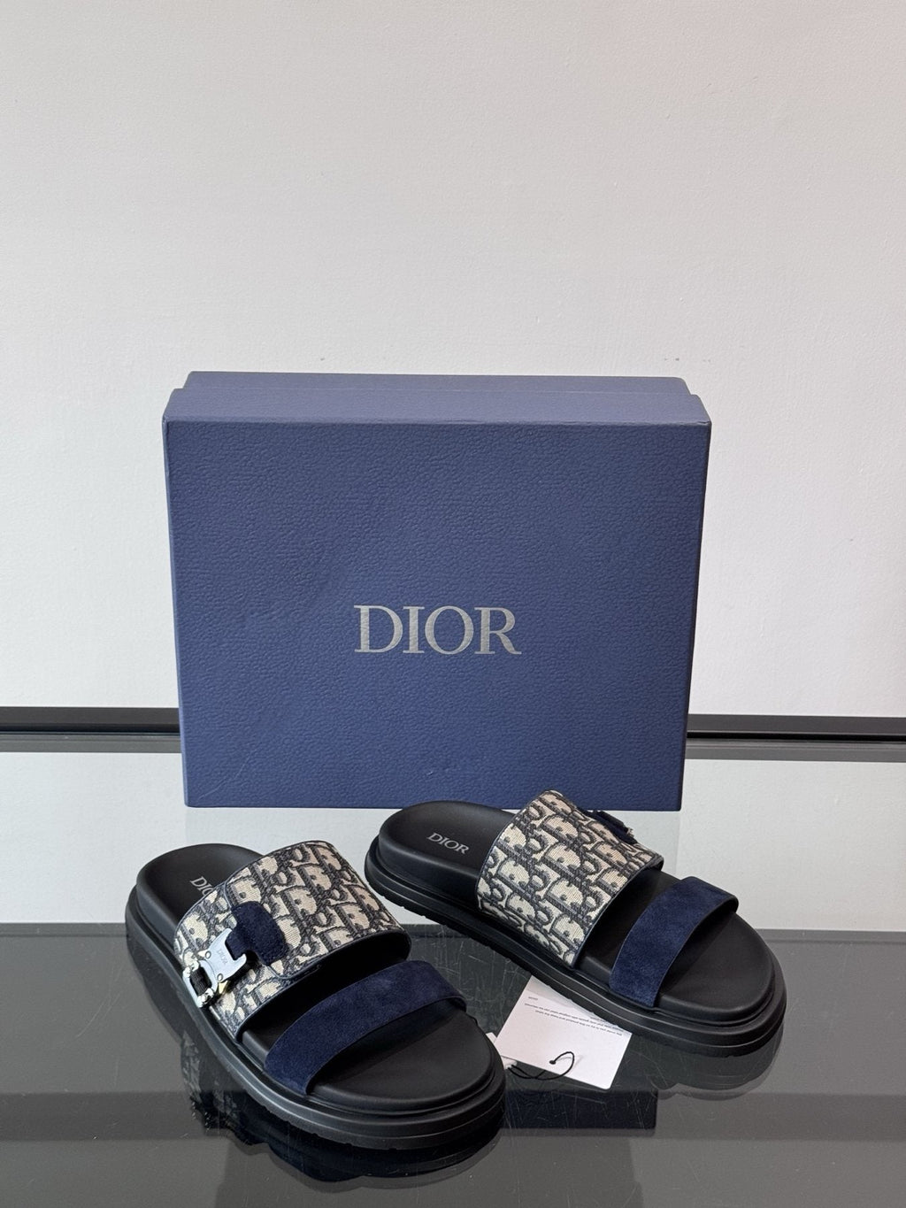 Dior Patterned Buckle Slide Sandals — front