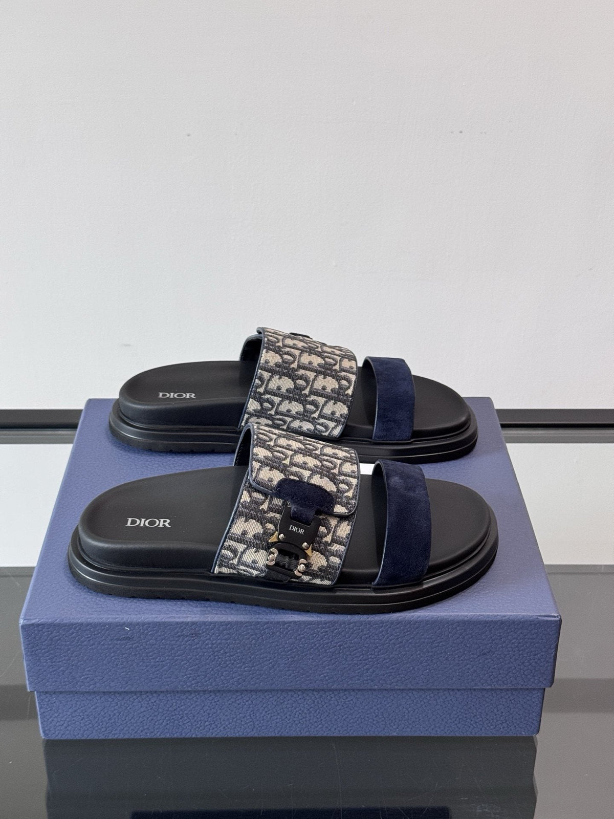 Dior Patterned Buckle Slide Sandals — hero