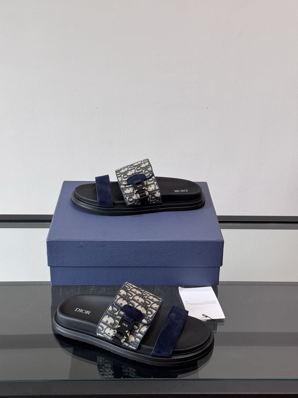 Dior Patterned Buckle Slide Sandals — side