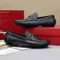 Ferragamo Black Textured Loafers — hero
