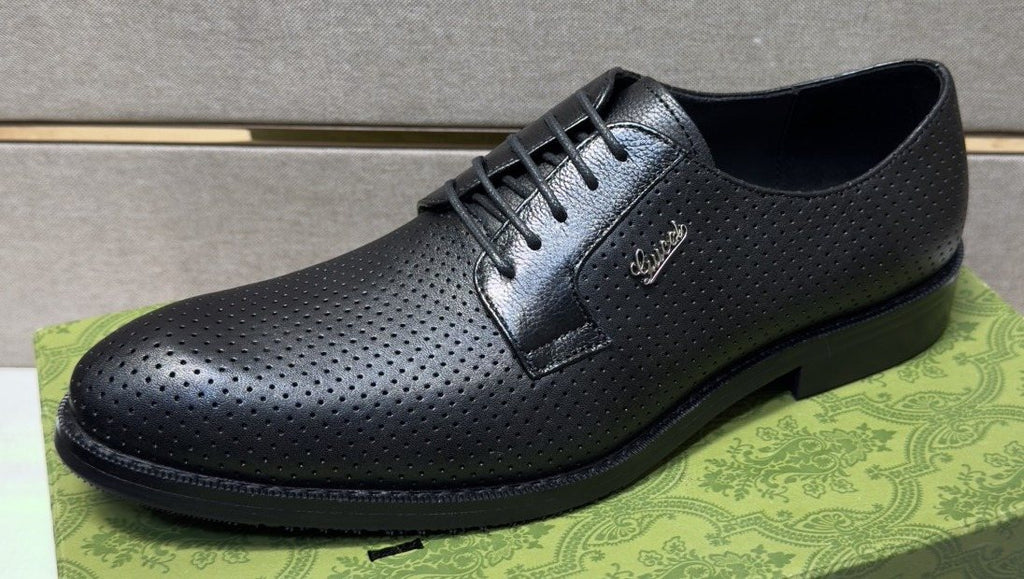 Gucci Black Perforated Lace-Up Shoes — hero
