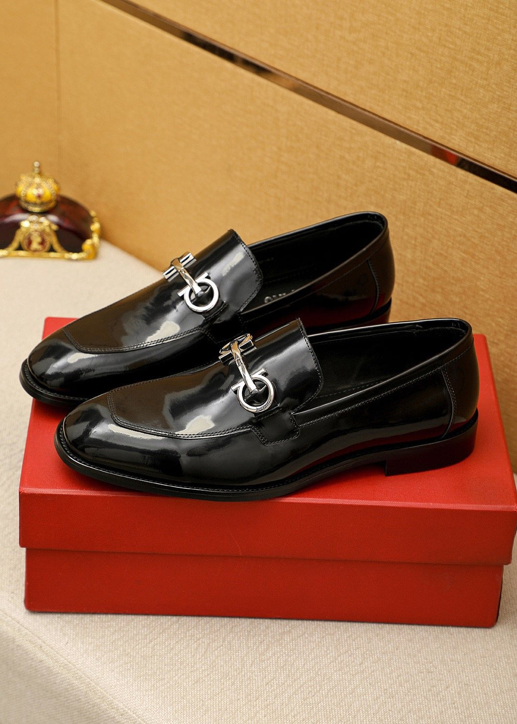 Ferragamo Black Horsebit-Style Loafers — hero