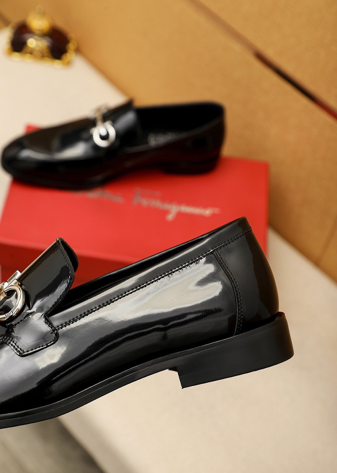 Ferragamo Black Horsebit-Style Loafers — detail