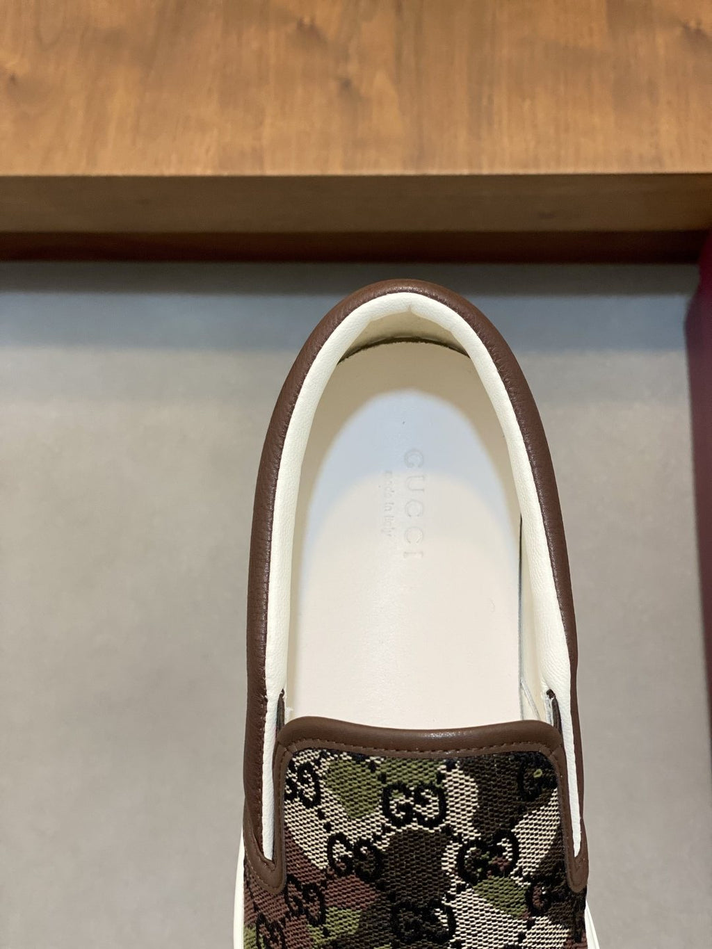 Gucci Brown Floral Slip-On Sneakers — detail