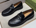Gucci Black Textured Bit Loafers — hero