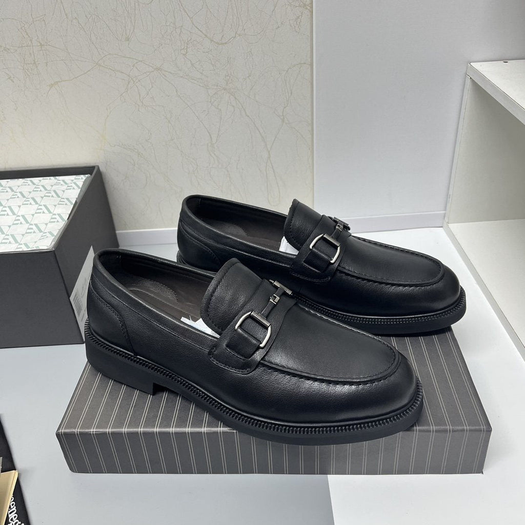 Ermenegildo Zegna Black Leather Bit Loafers — side