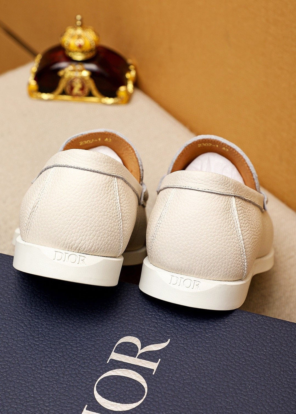 Dior Cream White Metal-Detail Loafers — back