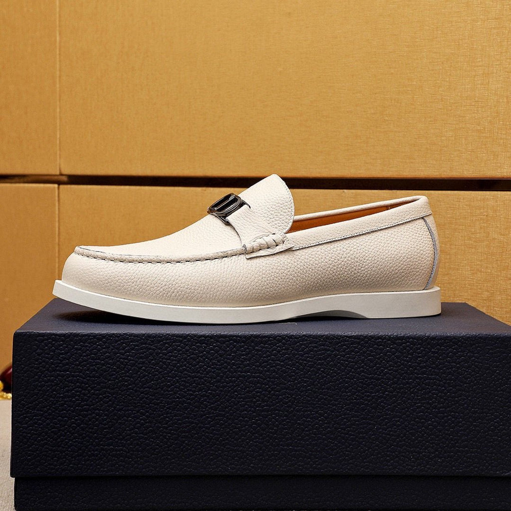 Dior Cream White Metal-Detail Loafers — side