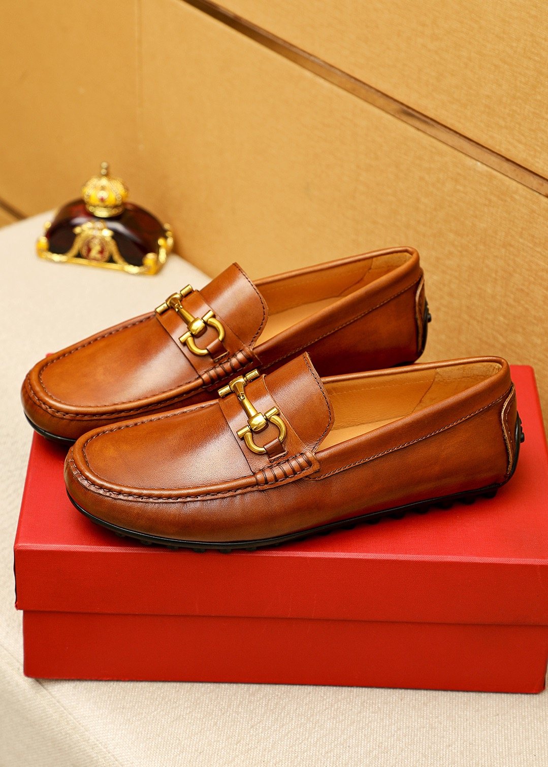 Ferragamo Brown Bit Loafers — side