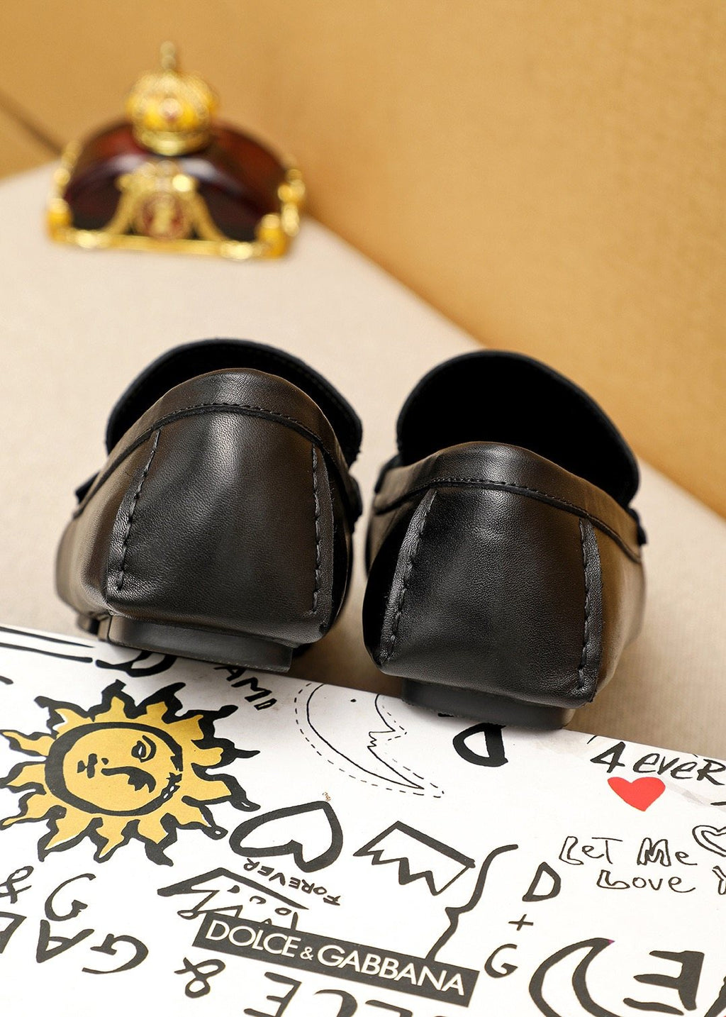 Dolce & Gabbana Black Plaque Slip-On Loafers — back