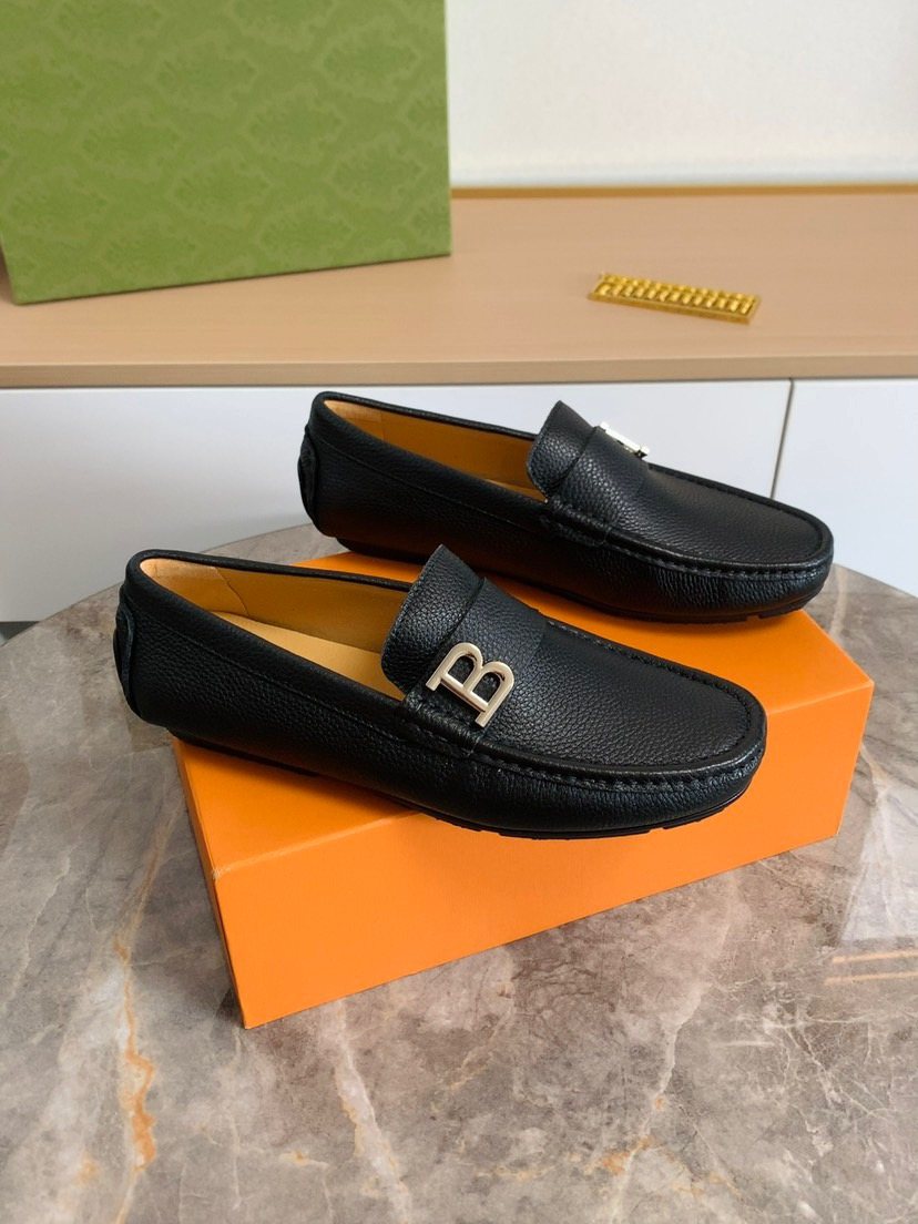 Black Textured Hardware Loafers — front