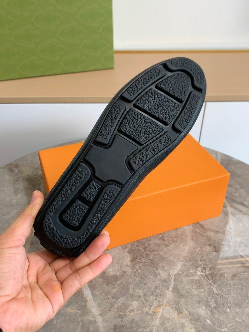 Black Textured Hardware Loafers — detail