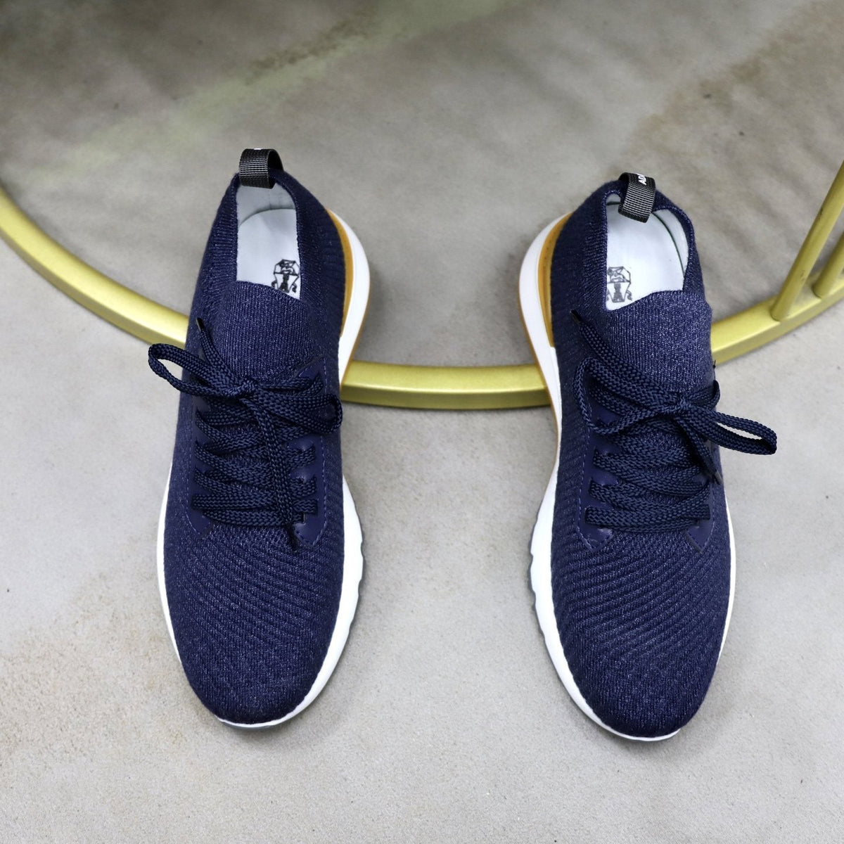 Brunello Cucinelli Navy Textured Sneakers — hero