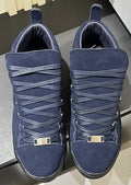 Balenciaga Navy Blue Lace-Up High-Top Sneakers — hero