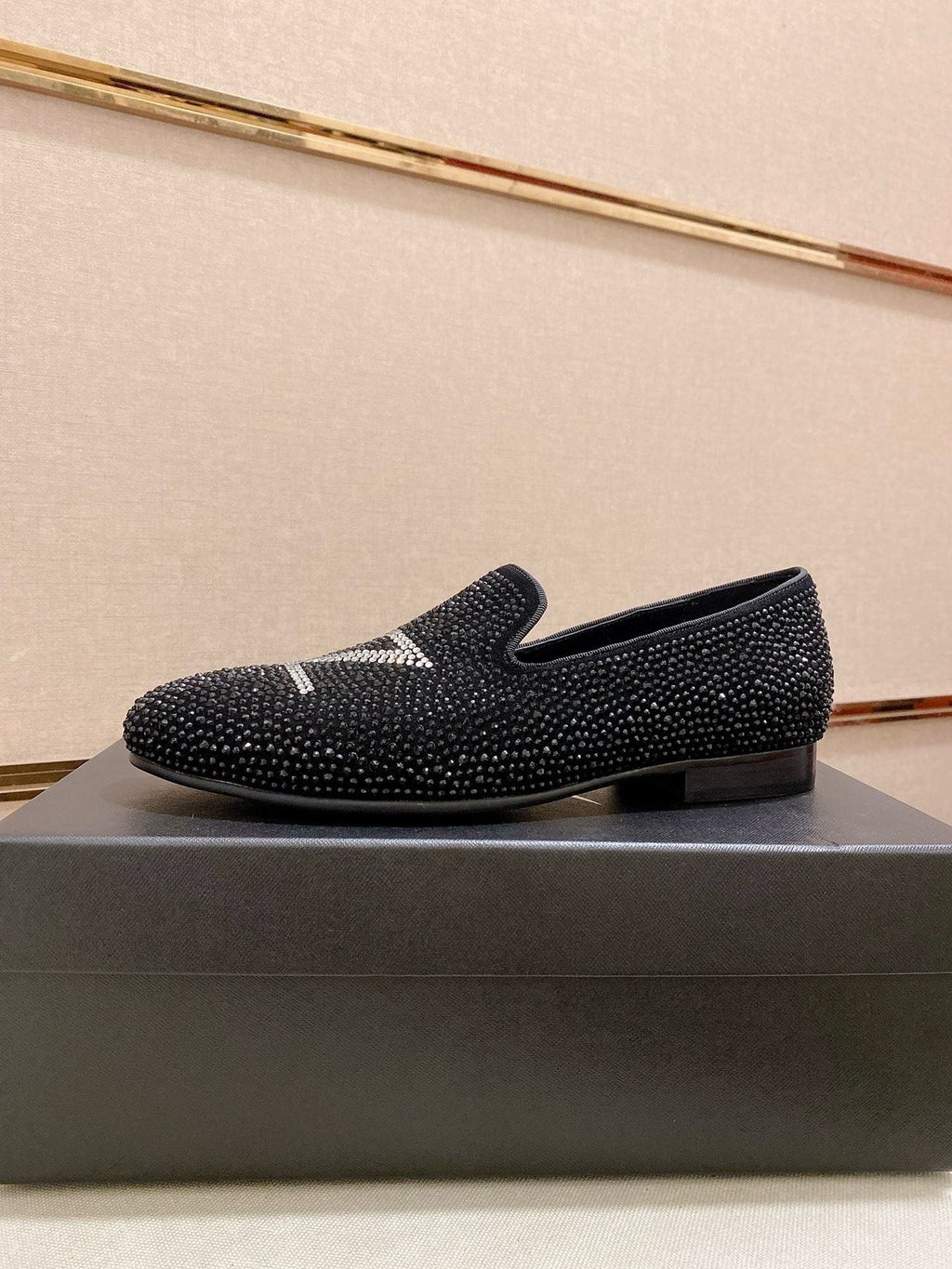 Giuseppe Zanotti Black Rhinestone Loafers — hero