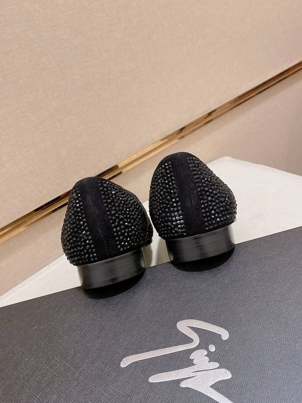 Giuseppe Zanotti Black Rhinestone Loafers — back