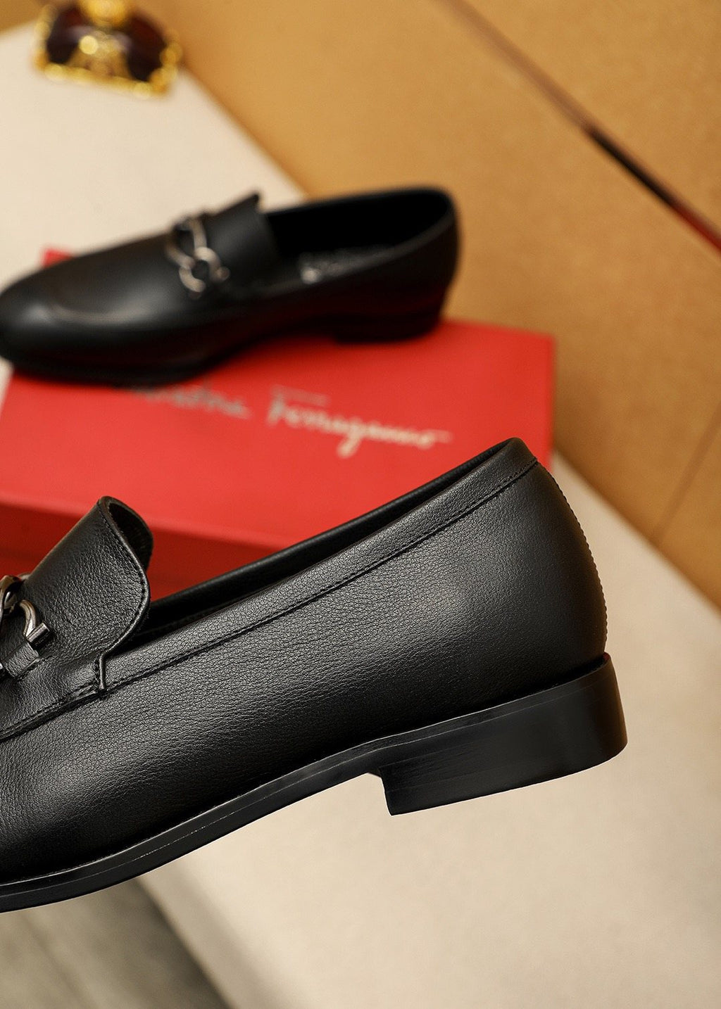 Ferragamo Black Bit Loafers — side