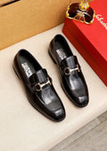 Ferragamo Black Buckle Loafers — hero