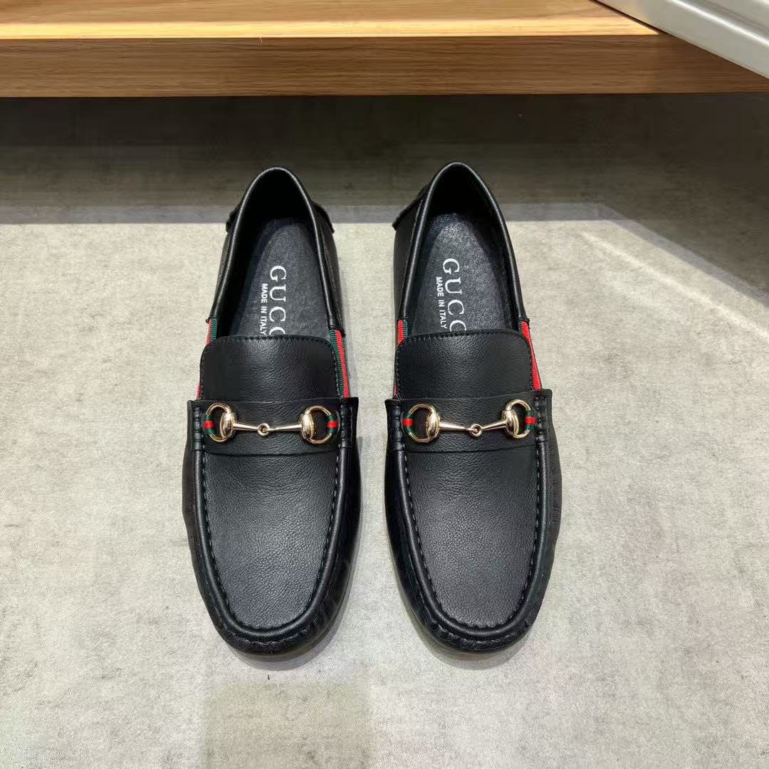 Gucci Black Stripe Bit Loafers — hero