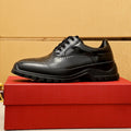 Ferragamo Black Perforated Lace-Up Shoes — hero