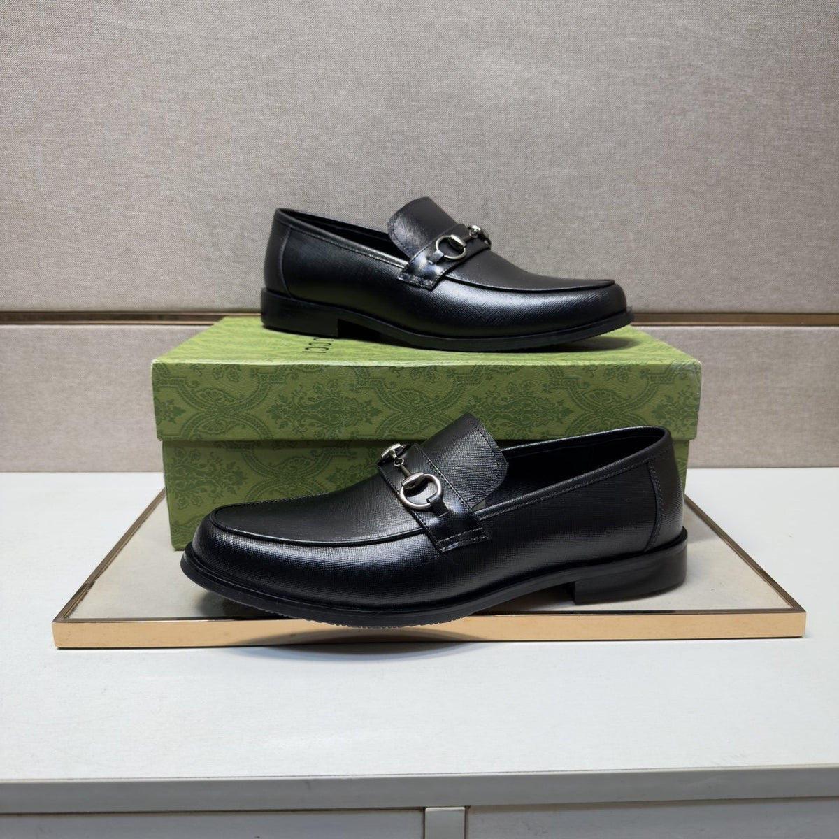 Gucci Black Metal-Detail Loafers — side