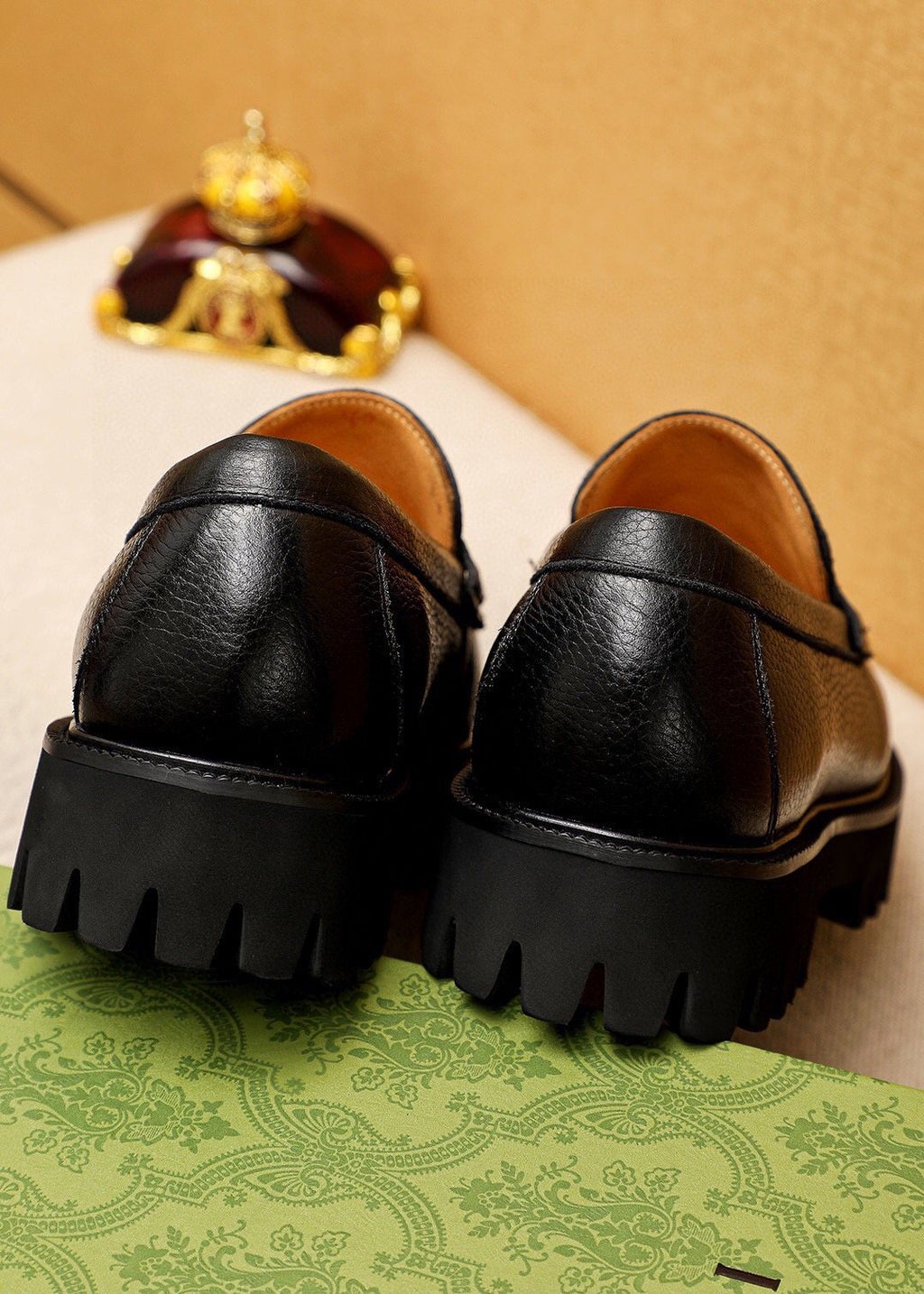 GUCCI Black Lug-Sole Loafers — back