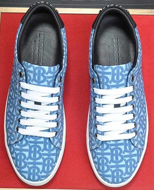 Burberry Blue Patterned Low-Top Sneakers — hero
