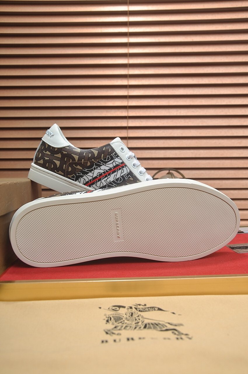 Burberry White Pattern Low-Top Sneakers — back