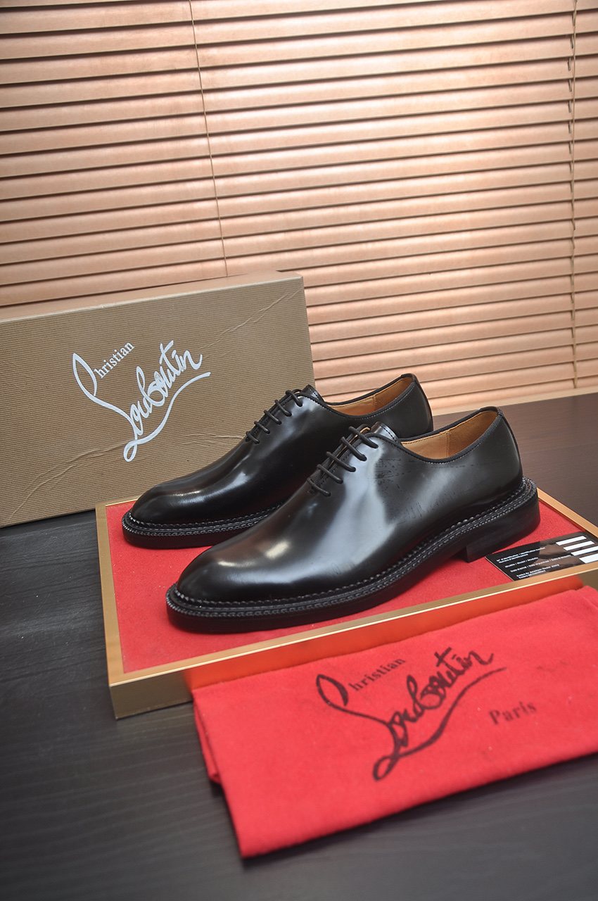 Christian Louboutin Black Lace-Up Dress Shoes — side