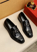 Ferragamo Black Metal-Accent Loafers — hero