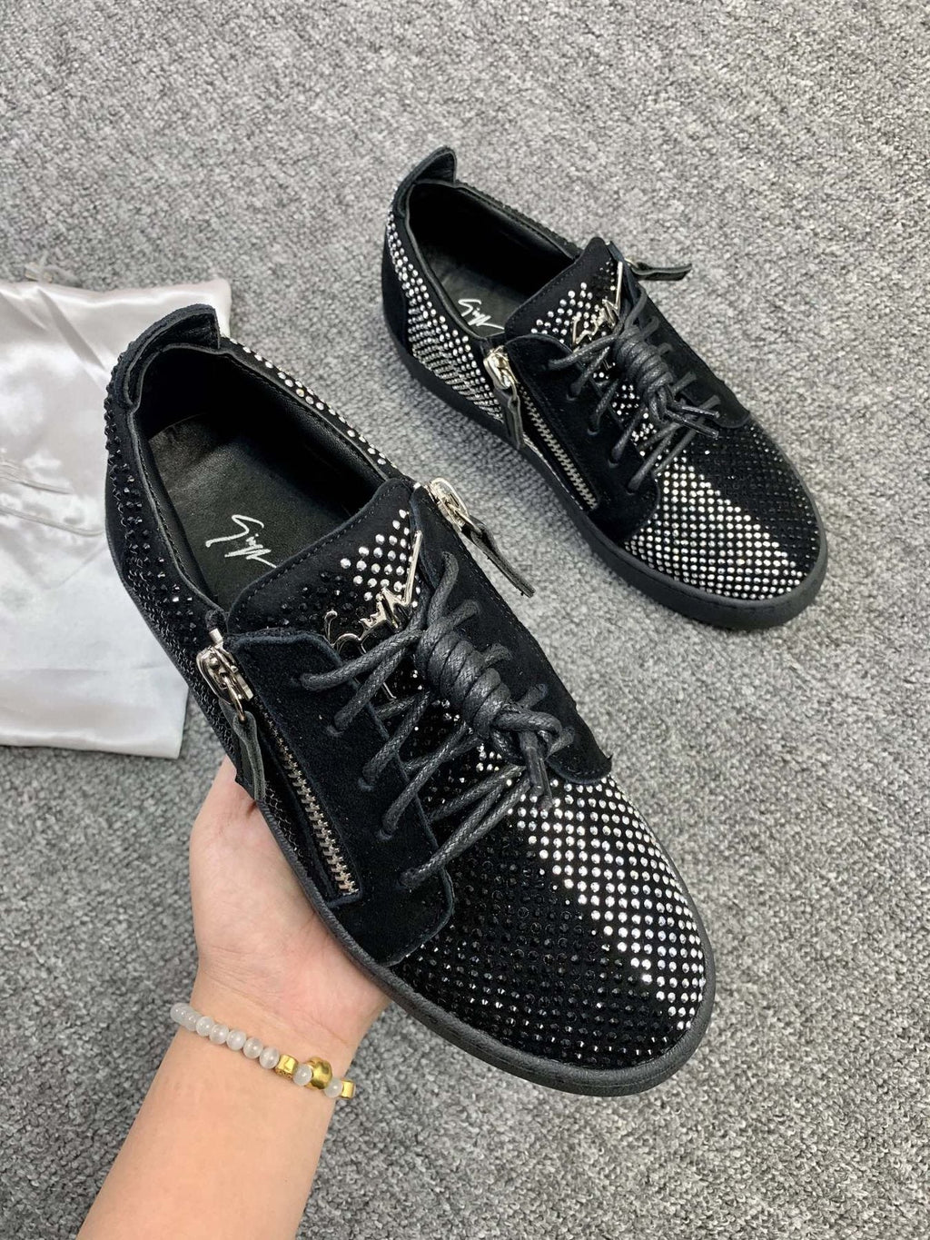 Giuseppe Zanotti Black Studded Low-Top Sneakers — model