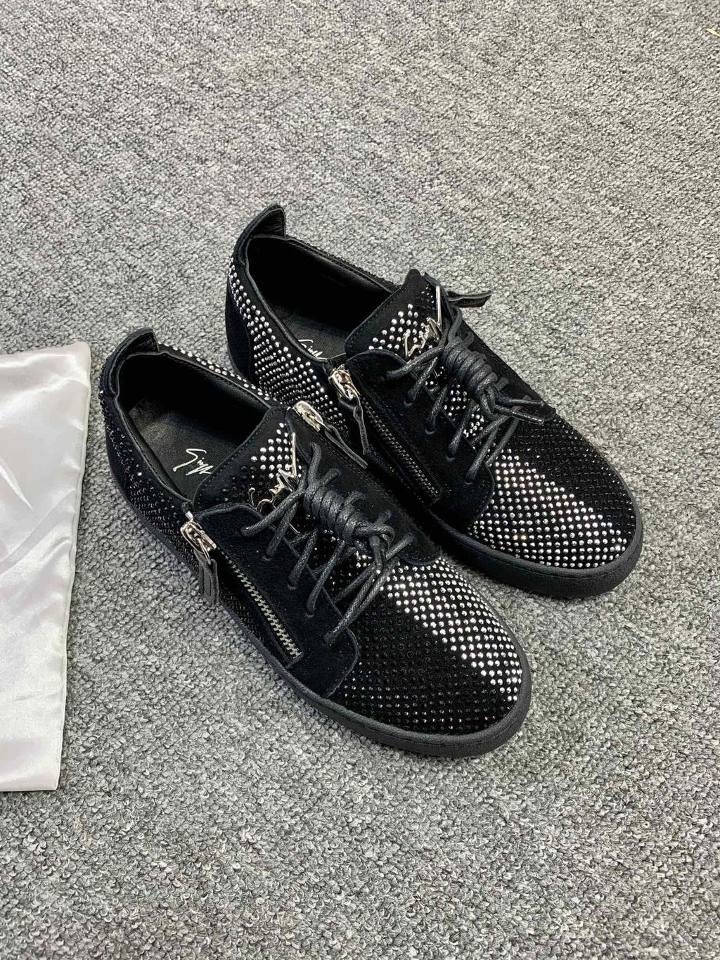 Giuseppe Zanotti Black Studded Low-Top Sneakers — side