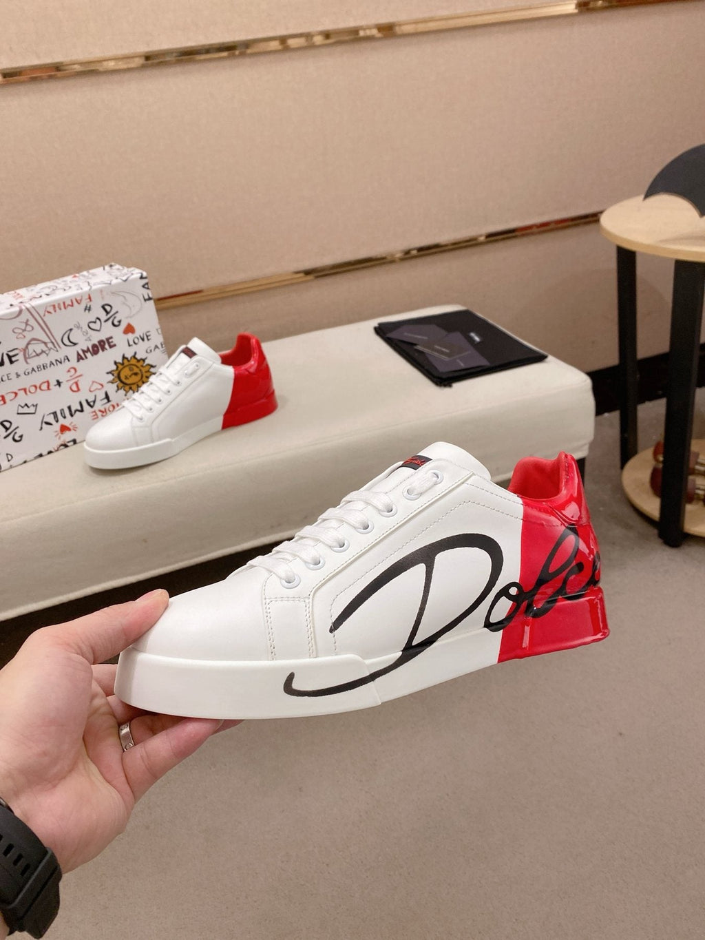 Dolce & Gabbana Graphic Heel Low-Top Sneakers — side