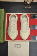Gucci Cream White Navy Logo Low-Top Sneakers — front