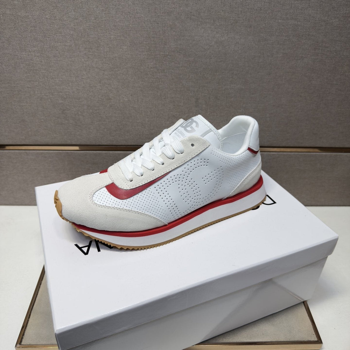 Dolce & Gabbana White Red Gum Sneakers — side