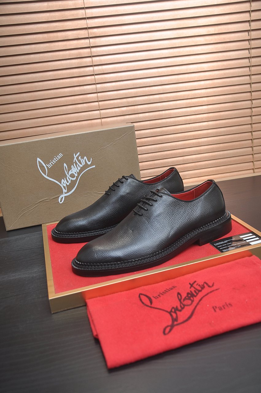 Christian Louboutin Black Red-Sole Lace-Up Dress Shoes — front