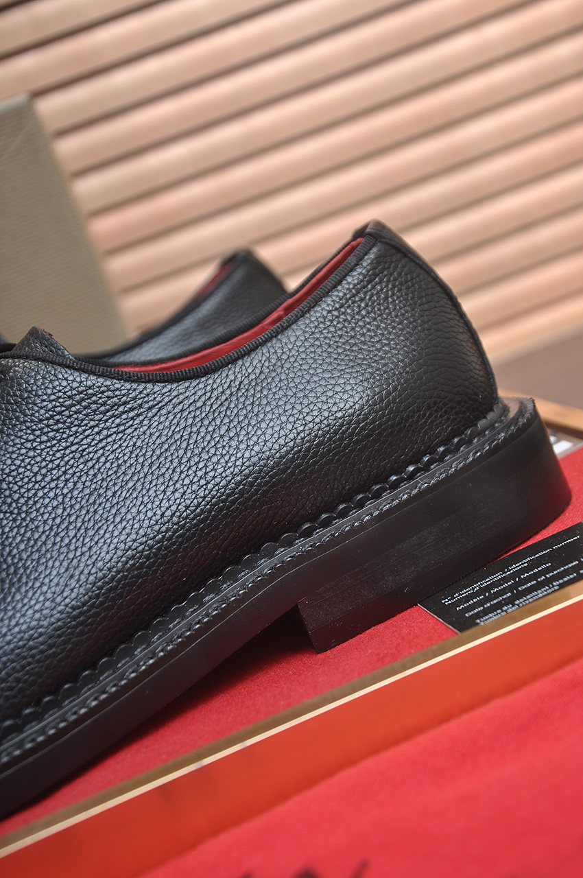 Christian Louboutin Black Red-Sole Lace-Up Dress Shoes — detail