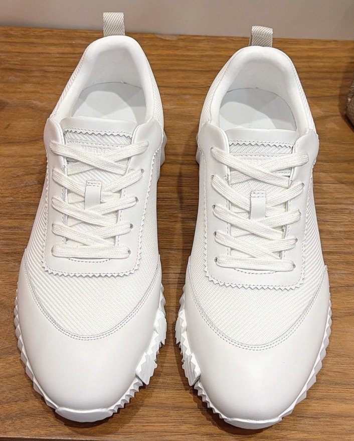 Hermès White Textured Low-Top Sneakers — hero