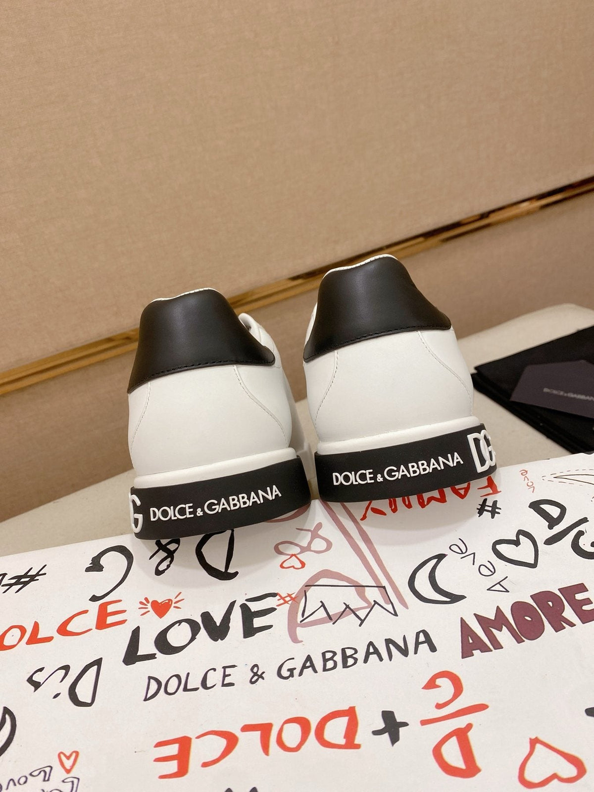Dolce & Gabbana White Black Accent Sneakers — detail