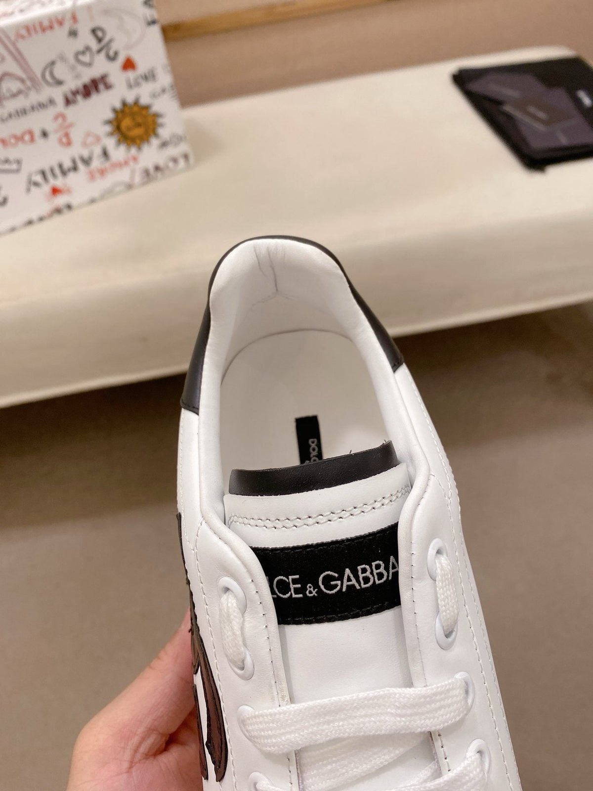 Dolce & Gabbana White Black Accent Sneakers — detail