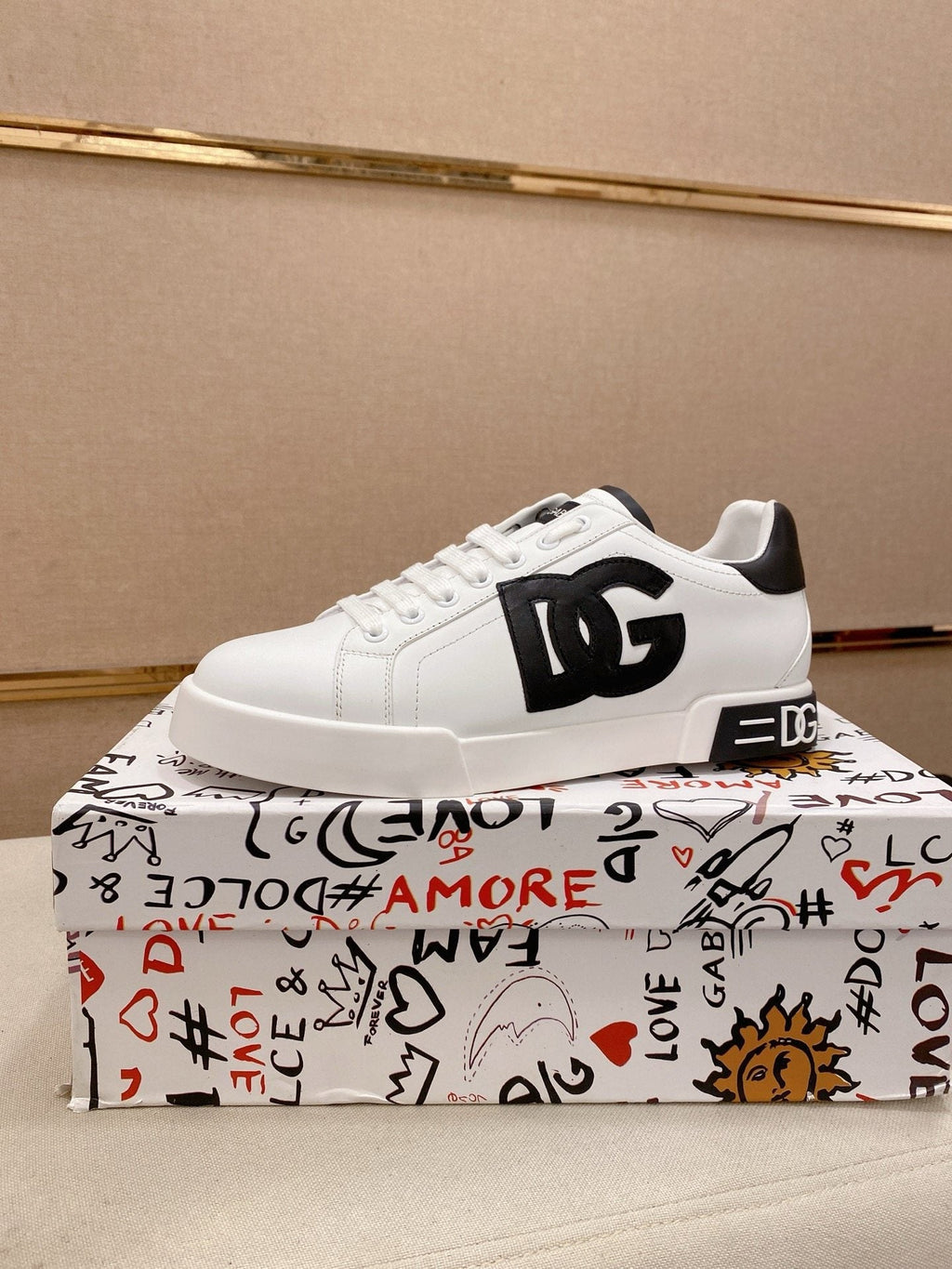 Dolce & Gabbana White Black Accent Sneakers — hero
