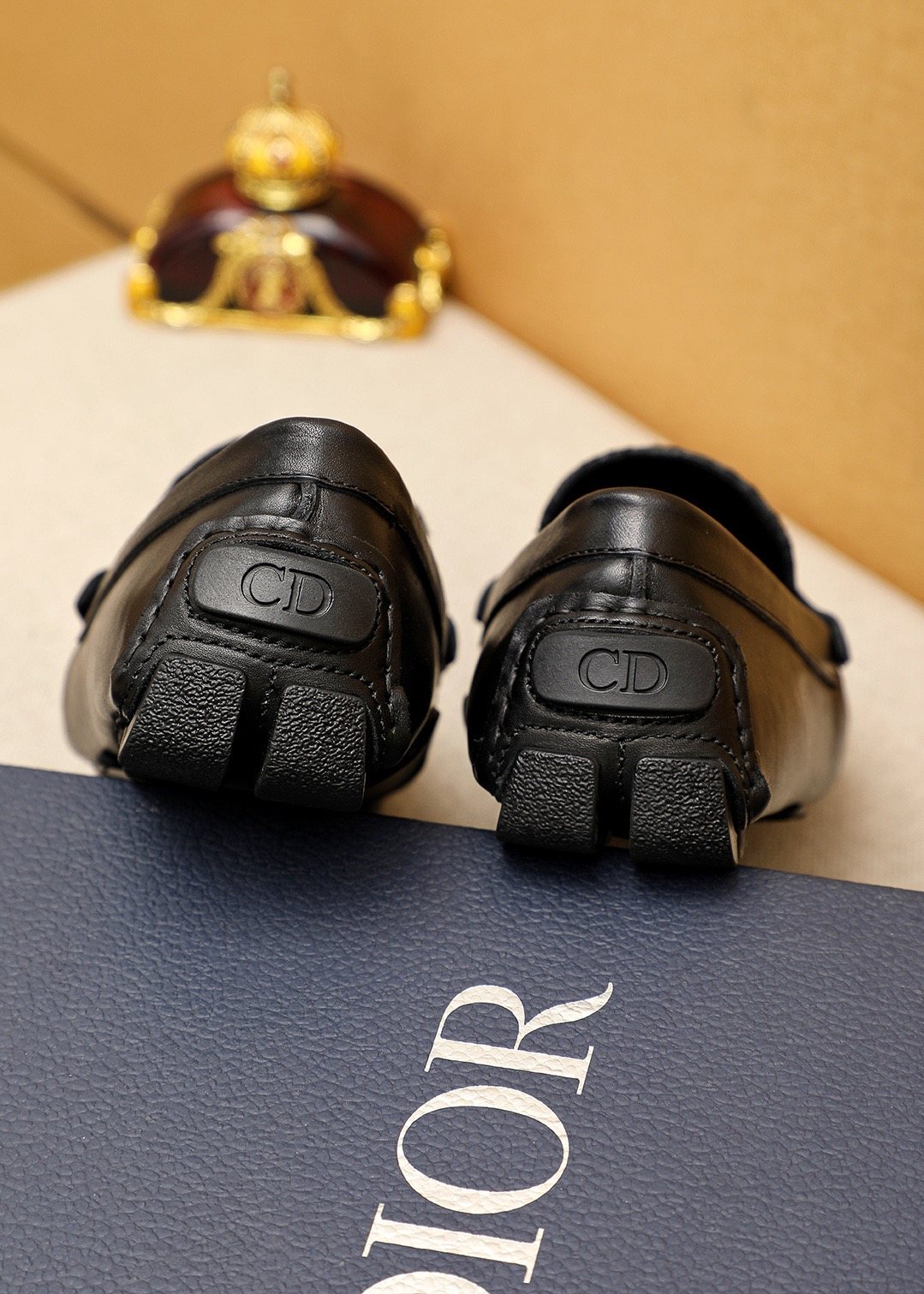 Dior Black Embossed Buckle Loafers — back