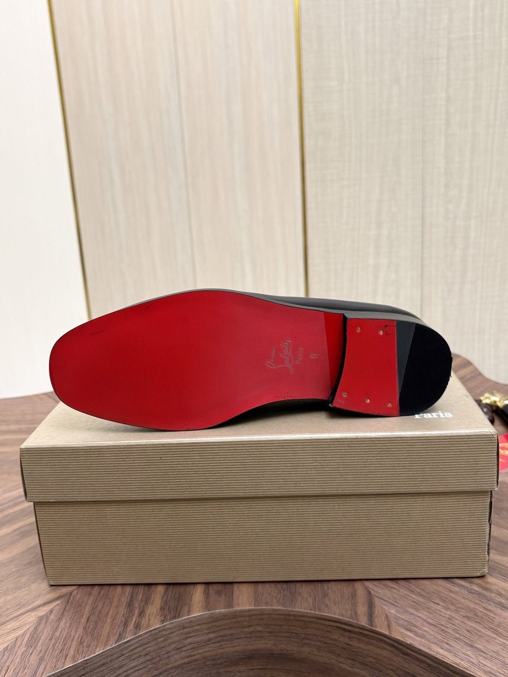 Christian Louboutin Black Gold-Tone Hardware Loafers — detail