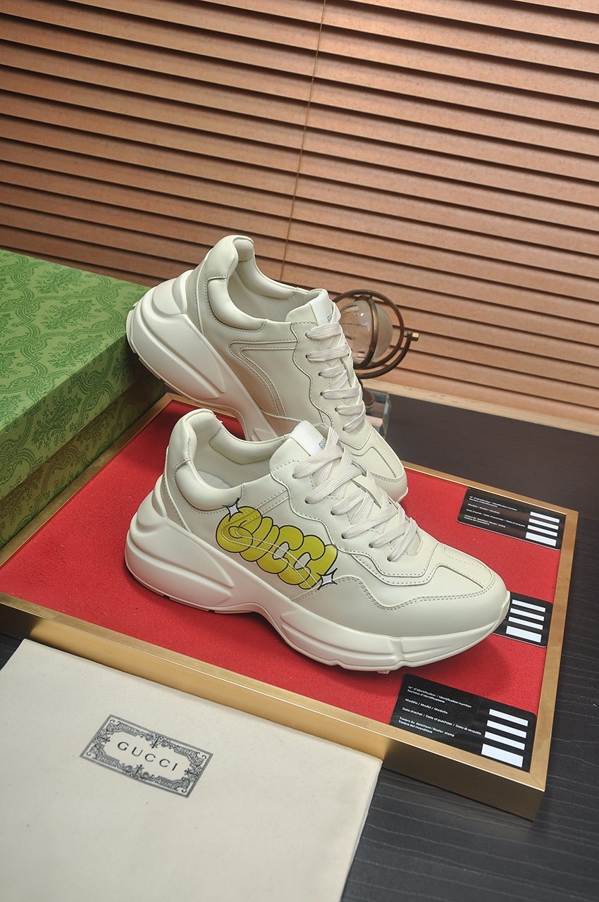 Gucci Off-White Red Accent Sneakers — side