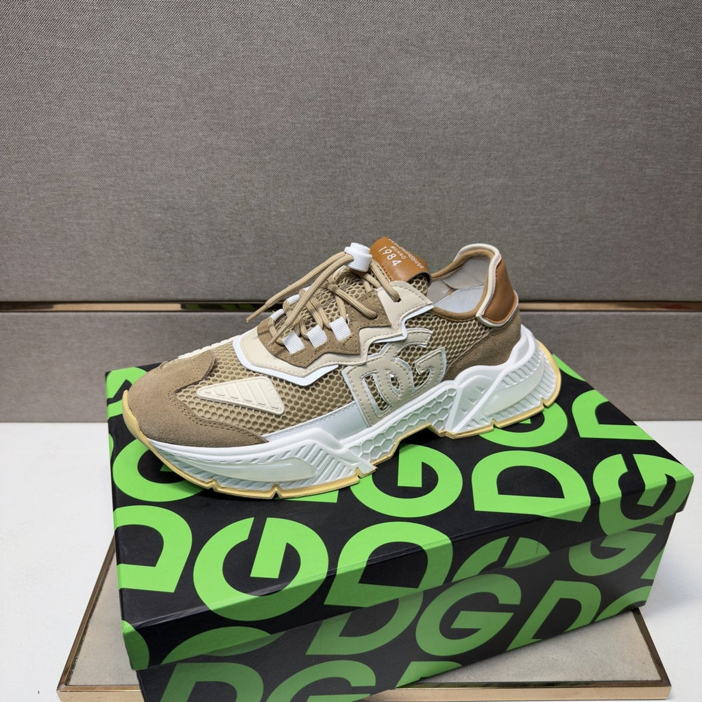 Dolce & Gabbana Taupe Mesh Panel Sneakers — hero