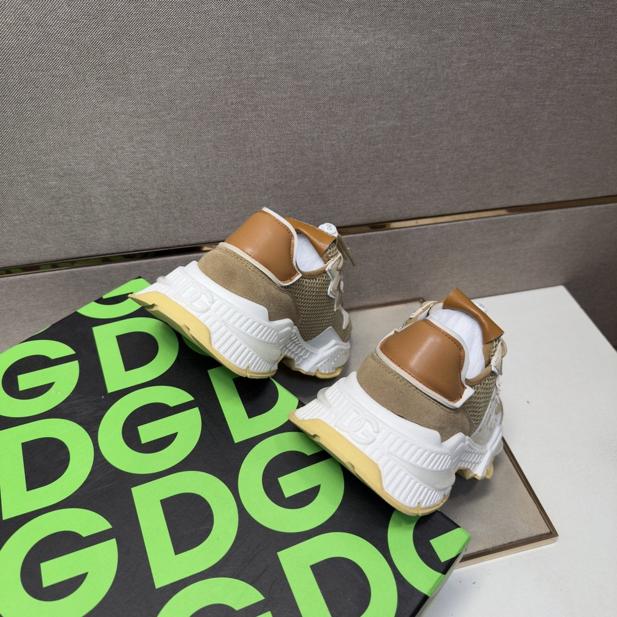 Dolce & Gabbana Taupe Mesh Panel Sneakers — back