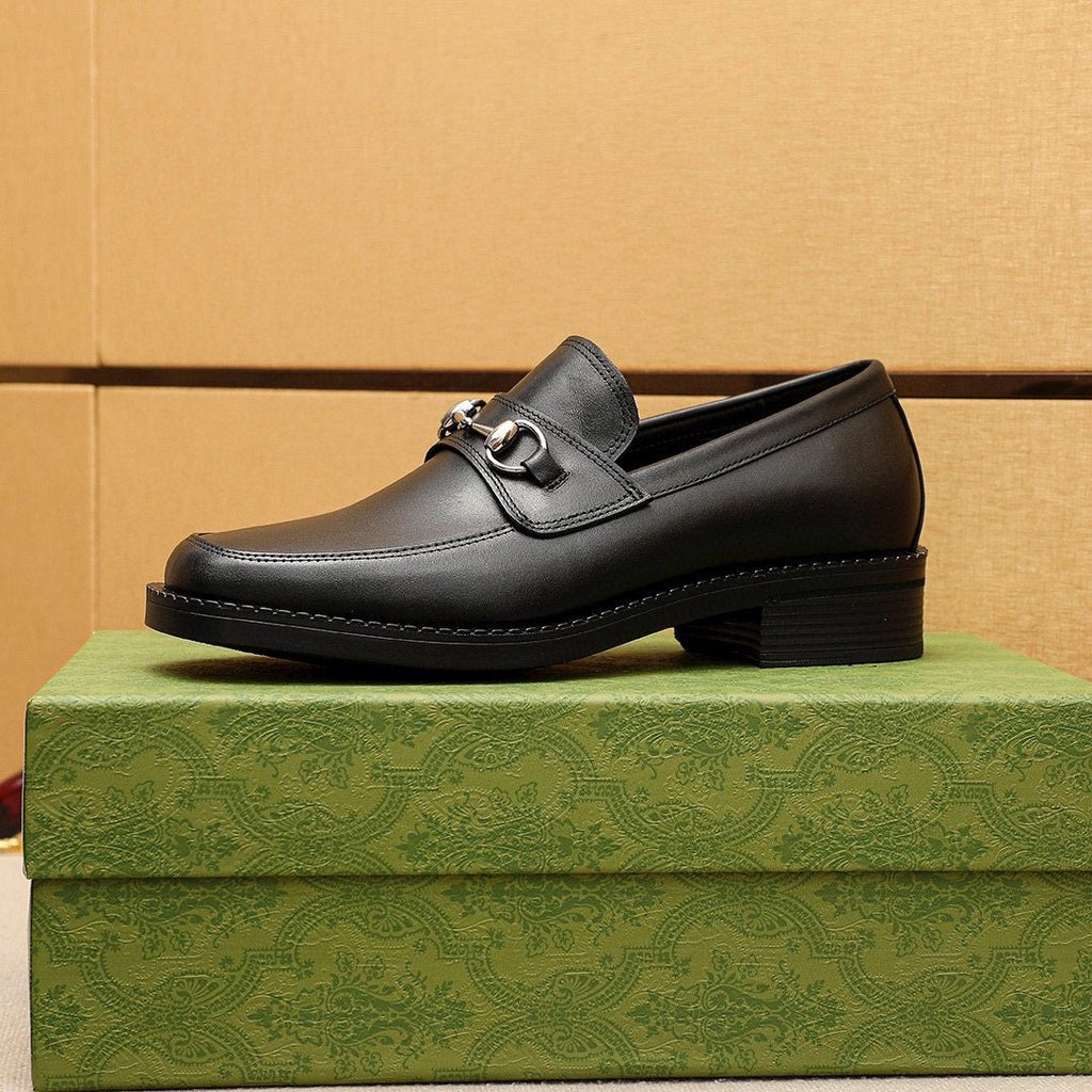 Gucci Black Horsebit-Style Leather Loafers — side