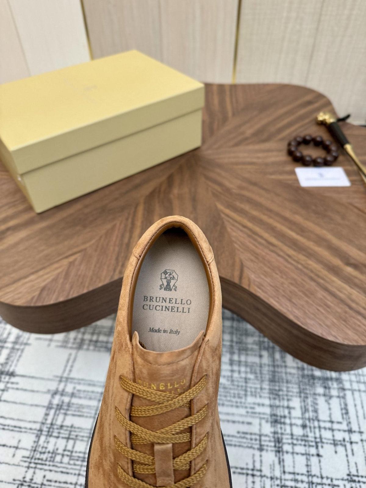 Brunello Cucinelli Tan Low-Top Sneakers — detail
