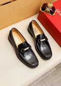 Ferragamo Black Buckle Leather Loafers — hero