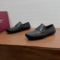 Ferragamo Black Crocodile-Embossed Driving Loafers — hero